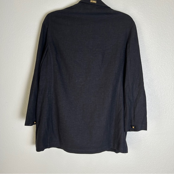 St John Marie Gray Black Linen Utility Tunic Top Jacket P (M) Linen Old Money - Picture 2 of 7